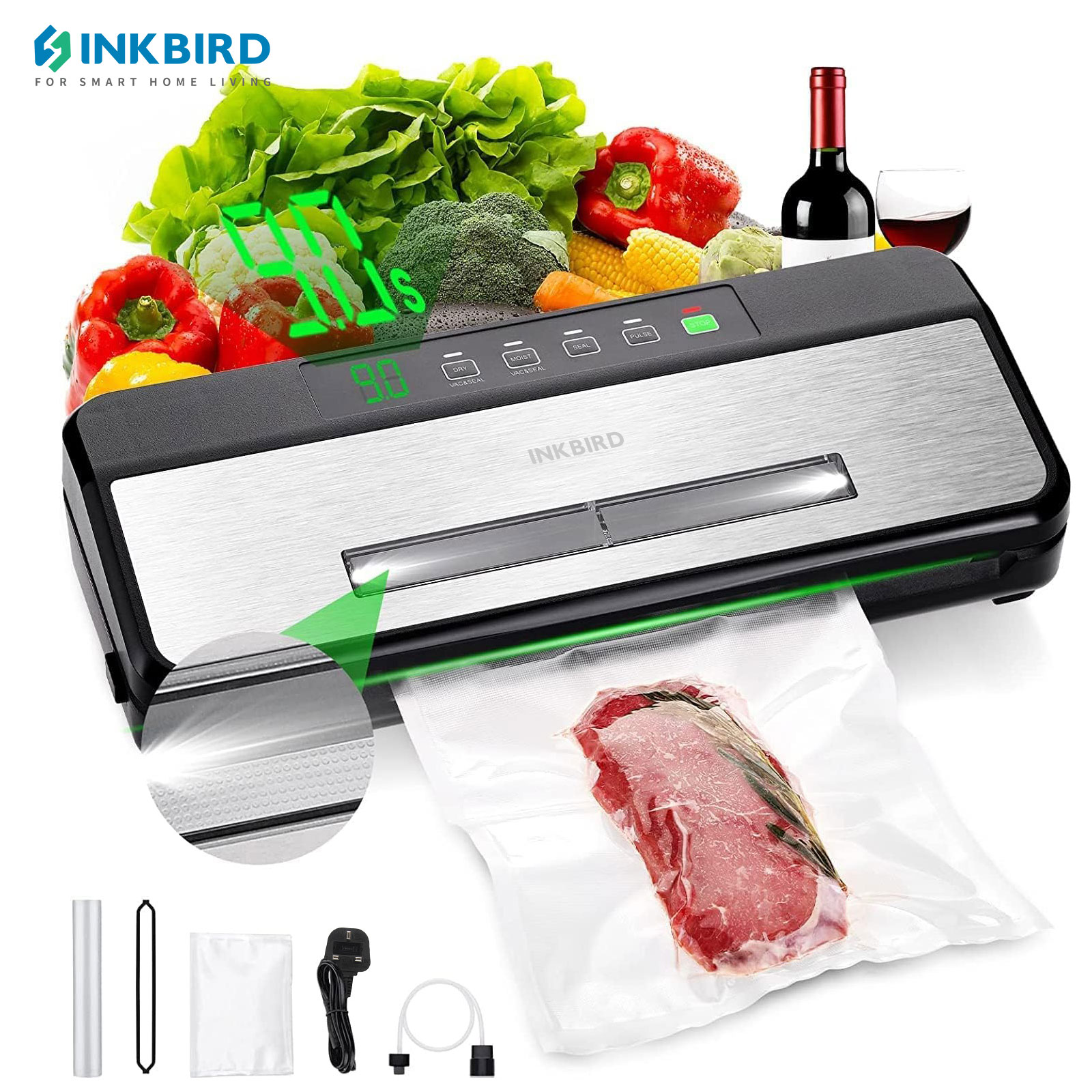 Meal Prep Vacuum Sealer - INKBIRD 스타터 키트 포함 3 진공기-80KPA