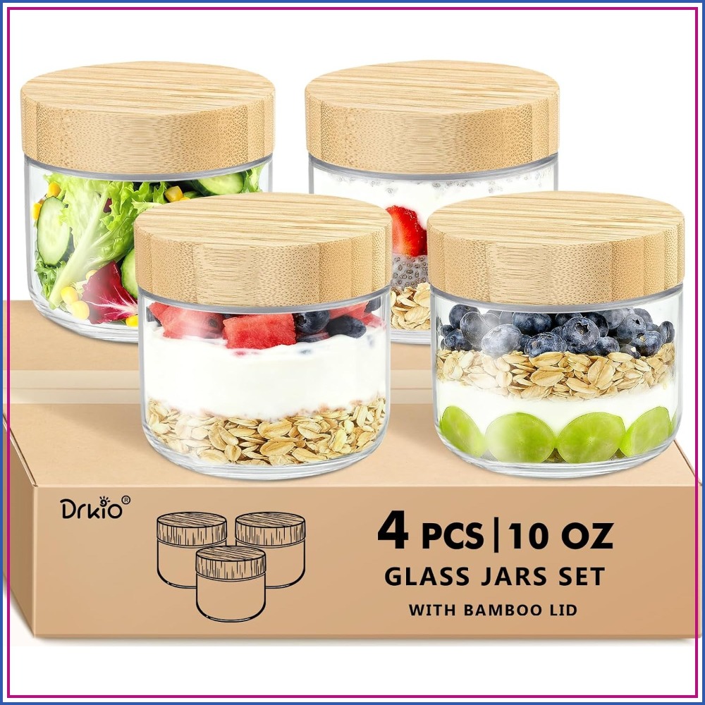 Meal Prep Chia Pudding - 10온스 오버나이트 오트밀 용기(대나무 뚜껑 포함)