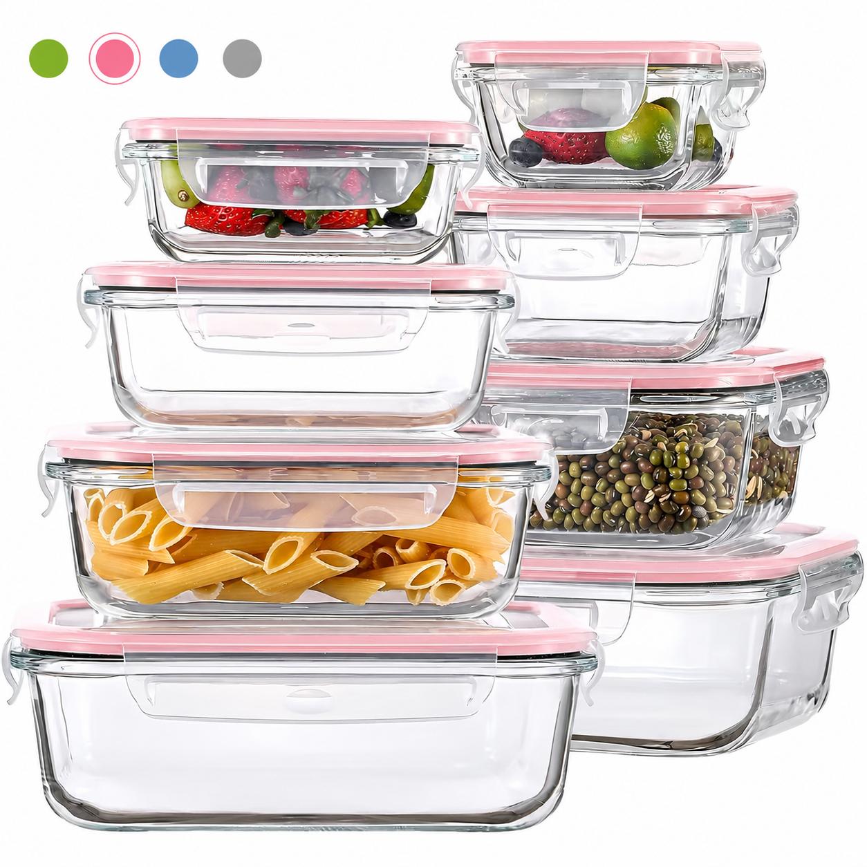 Meal Prep Glass Containers Oven Safe - 8/12개 세트의 적층 가능한 보로실리케이트 유리