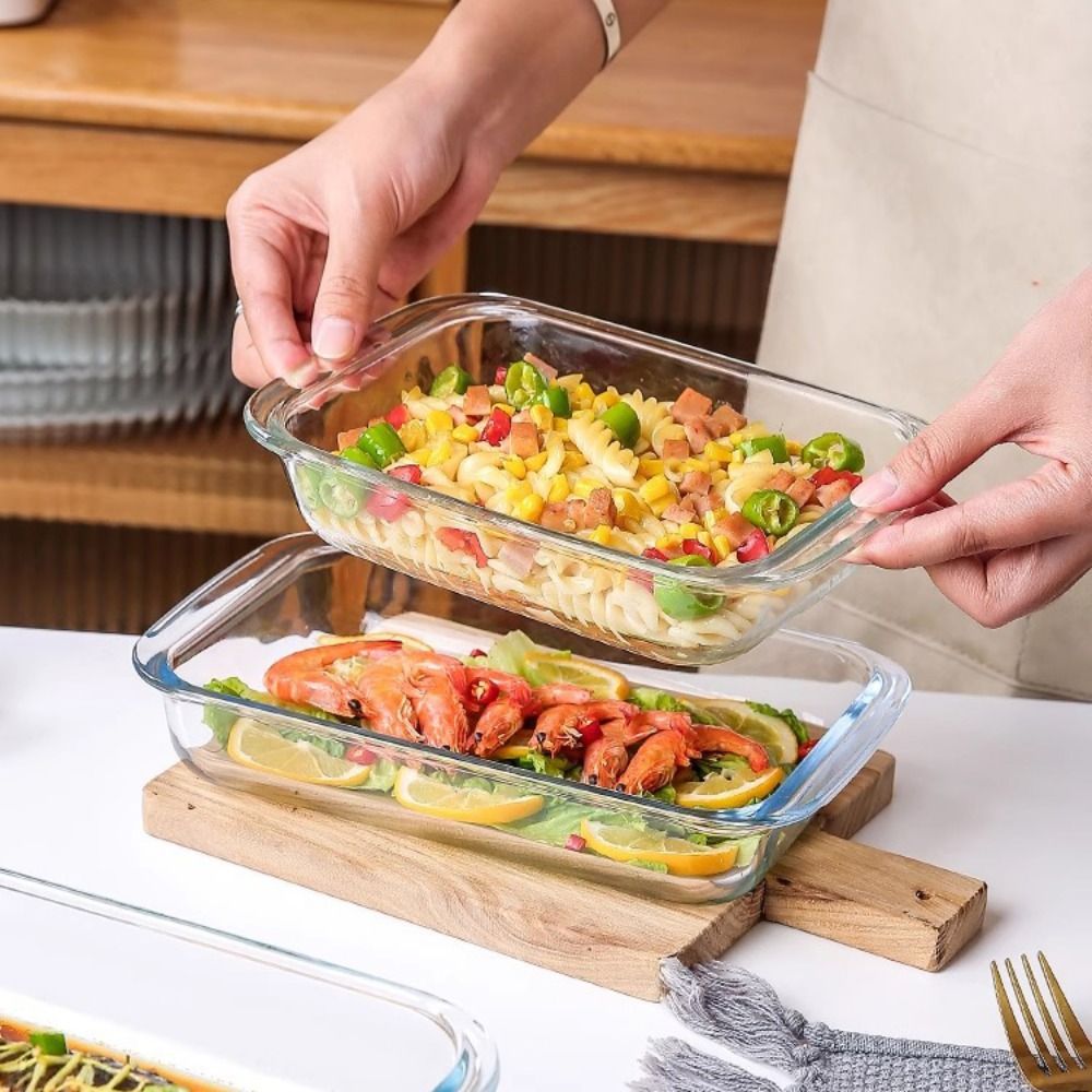 Meal Prep Glass Containers Oven Safe - 내구성 있는 직사각형 유리 베이킹 접시,