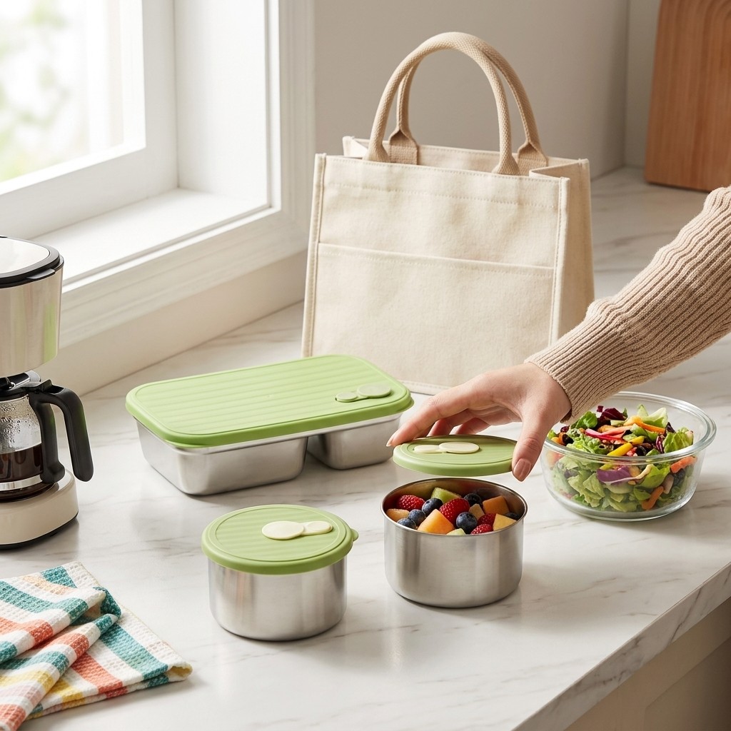전자레인지 사용 가능 304 스테인리스 도시락 세트 성 - Meal Prep Kinder 리뷰 및 가격
