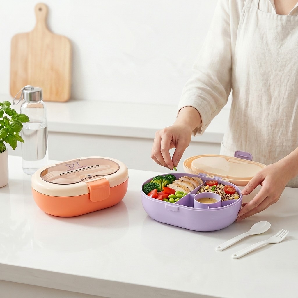 휴대용 플라스틱 도시락 어린이 학교용 누수 방지 칸막이 - Meal Prep Kinder 리뷰 및 가격
