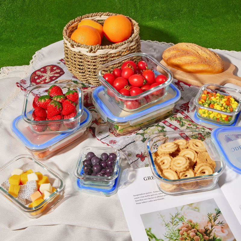 8개들이 밀폐 유리 식품 보관 용기, 누수 방지 잠금  - Meal Prep Glass Containers Oven Safe 리뷰 및 가격