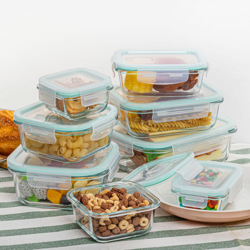 8개들이 밀폐 유리 식품 보관 용기, 누수 방지 잠금  - Meal Prep Glass Containers Oven Safe 리뷰 및 가격