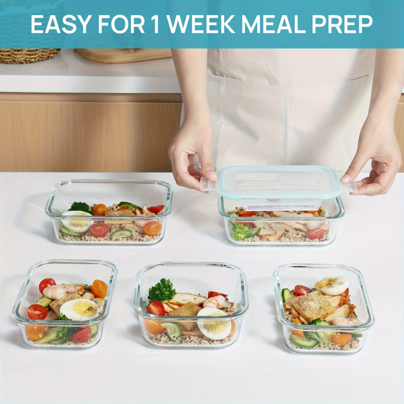 8개들이 밀폐 유리 식품 보관 용기, 누수 방지 잠금  - Meal Prep Glass Containers Oven Safe 리뷰 및 가격