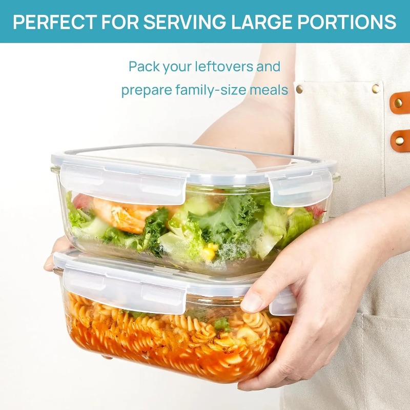유리 식품 보관 용기 세트 18개, 밀폐형 스냅락 뚜껑 - Meal Prep Glass Containers Oven Safe 리뷰 및 가격