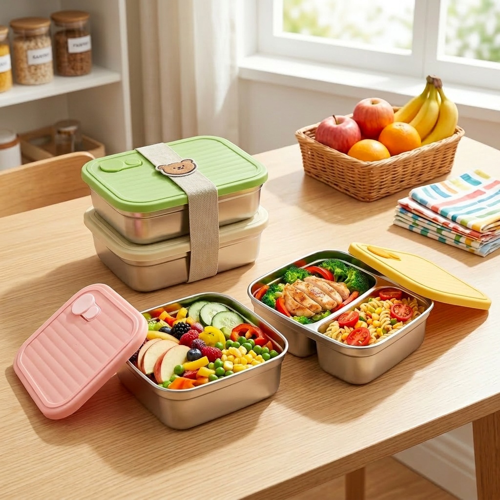 전자레인지용 304 스테인리스 도시락 1/2칸 식사 준 - Meal Prep Kinder 리뷰 및 가격
