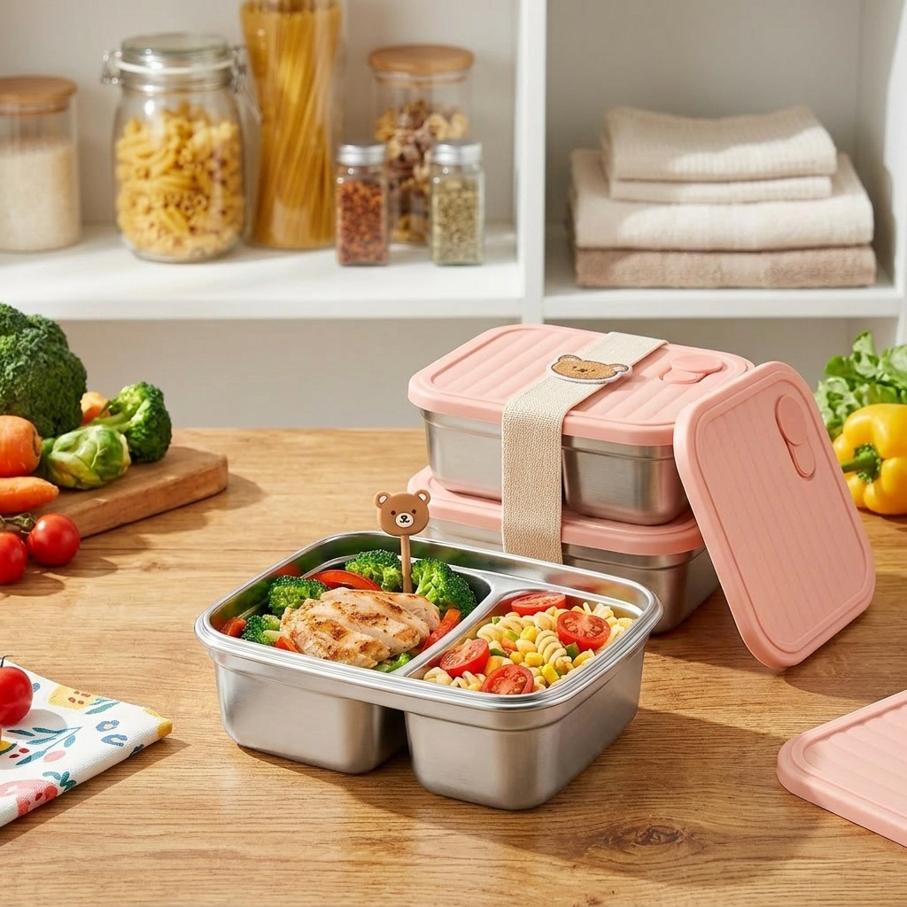 전자레인지용 304 스테인리스 도시락 1/2칸 식사 준 - Meal Prep Kinder 리뷰 및 가격