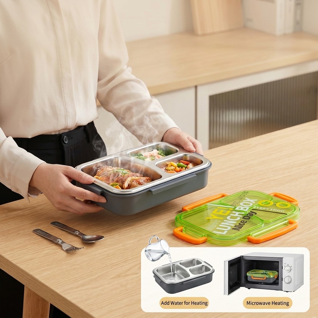 전자레인지용 304 스테인리스 도시락, 분리형 음식 보 - Meal Prep Kinder 리뷰 및 가격